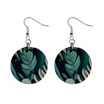 Green Nature Bohemian Painting Leaves Foliage Mini Button Earrings