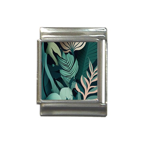 Green Nature Bohemian Painting Leaves Foliage Italian Charm (13mm) from ArtsNow.com Front