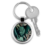 Green Nature Bohemian Painting Leaves Foliage Key Chain (Round)