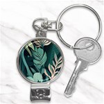 Green Nature Bohemian Painting Leaves Foliage Nail Clippers Key Chain