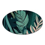 Green Nature Bohemian Painting Leaves Foliage Oval Magnet