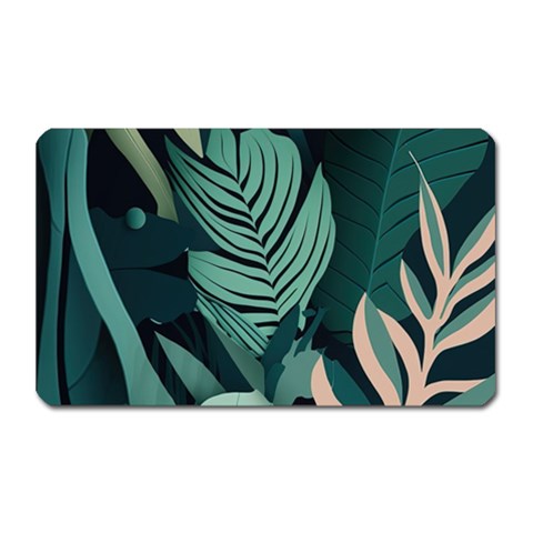 Green Nature Bohemian Painting Leaves Foliage Magnet (Rectangular) from ArtsNow.com Front