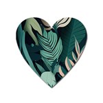 Green Nature Bohemian Painting Leaves Foliage Heart Magnet