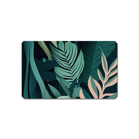 Green Nature Bohemian Painting Leaves Foliage Magnet (Name Card) from ArtsNow.com Front