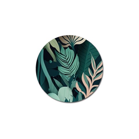 Green Nature Bohemian Painting Leaves Foliage Golf Ball Marker (4 pack) from ArtsNow.com Front