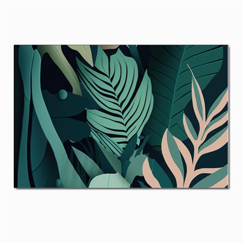 Green Nature Bohemian Painting Leaves Foliage Postcard 4 x 6  (Pkg of 10) from ArtsNow.com Front