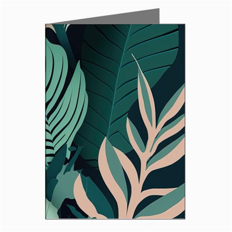 Green Nature Bohemian Painting Leaves Foliage Greeting Cards (Pkg of 8) from ArtsNow.com Left