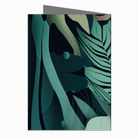 Green Nature Bohemian Painting Leaves Foliage Greeting Cards (Pkg of 8) from ArtsNow.com Right