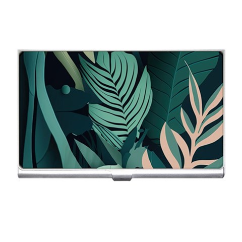 Green Nature Bohemian Painting Leaves Foliage Business Card Holder from ArtsNow.com Front