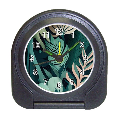 Green Nature Bohemian Painting Leaves Foliage Travel Alarm Clock from ArtsNow.com Front