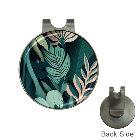 Green Nature Bohemian Painting Leaves Foliage Hat Clips with Golf Markers from ArtsNow.com Front