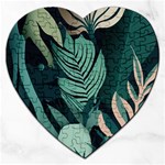 Green Nature Bohemian Painting Leaves Foliage Jigsaw Puzzle (Heart)