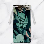 Green Nature Bohemian Painting Leaves Foliage Jewelry Bag