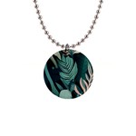 Green Nature Bohemian Painting Leaves Foliage 1  Button Necklace