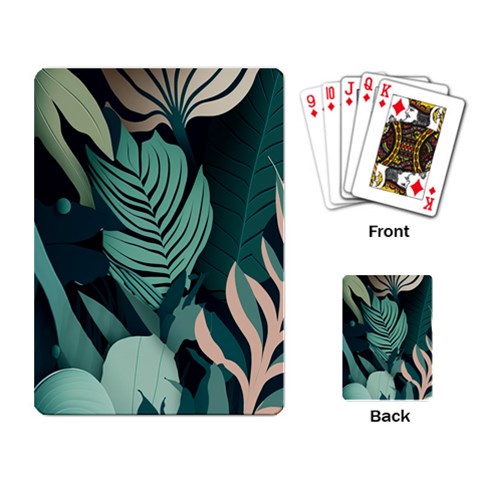 Green Nature Bohemian Painting Leaves Foliage Playing Cards Single Design (Rectangle) from ArtsNow.com Back