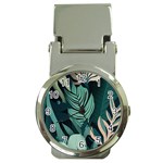 Green Nature Bohemian Painting Leaves Foliage Money Clip Watches