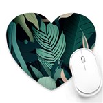 Green Nature Bohemian Painting Leaves Foliage Heart Mousepad