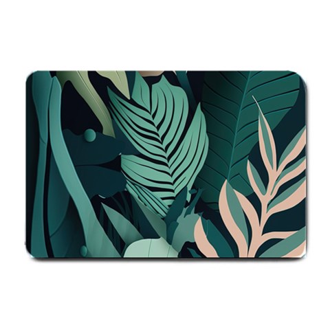Green Nature Bohemian Painting Leaves Foliage Small Doormat from ArtsNow.com 24 x16  Door Mat