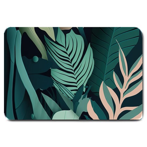 Green Nature Bohemian Painting Leaves Foliage Large Doormat from ArtsNow.com 30 x20  Door Mat