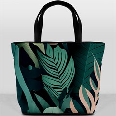 Green Nature Bohemian Painting Leaves Foliage Bucket Bag from ArtsNow.com Back