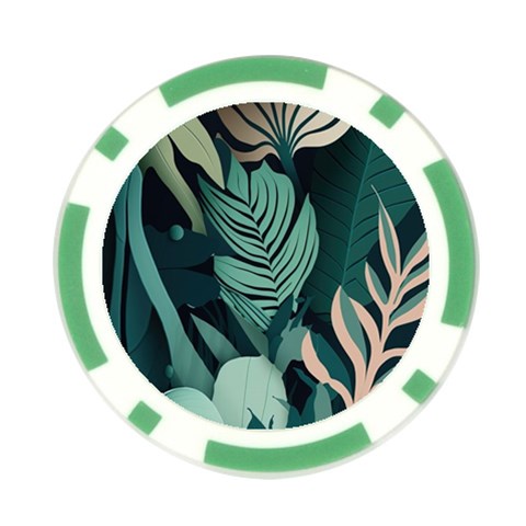 Green Nature Bohemian Painting Leaves Foliage Poker Chip Card Guard (10 pack) from ArtsNow.com Front