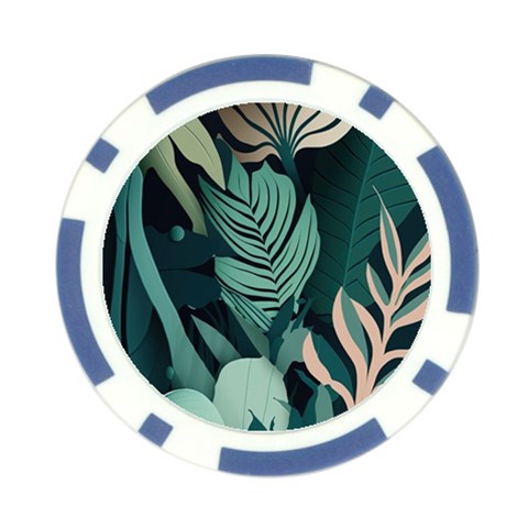 Green Nature Bohemian Painting Leaves Foliage Poker Chip Card Guard (10 pack) from ArtsNow.com Front