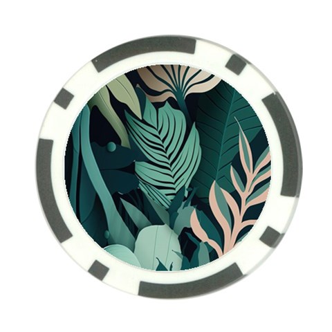 Green Nature Bohemian Painting Leaves Foliage Poker Chip Card Guard (10 pack) from ArtsNow.com Back