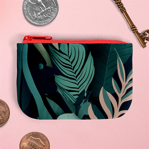 Green Nature Bohemian Painting Leaves Foliage Mini Coin Purse from ArtsNow.com Front