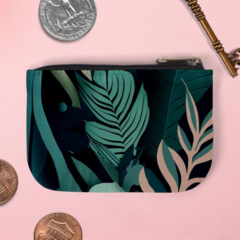 Green Nature Bohemian Painting Leaves Foliage Mini Coin Purse from ArtsNow.com Back