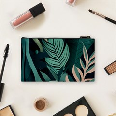 Green Nature Bohemian Painting Leaves Foliage Cosmetic Bag (Small) from ArtsNow.com Back