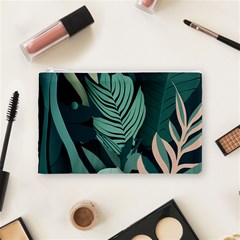 Green Nature Bohemian Painting Leaves Foliage Cosmetic Bag (Medium) from ArtsNow.com Front