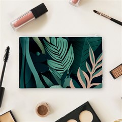 Green Nature Bohemian Painting Leaves Foliage Cosmetic Bag (Medium) from ArtsNow.com Back