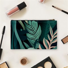 Green Nature Bohemian Painting Leaves Foliage Cosmetic Bag (Medium) from ArtsNow.com Back