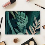 Green Nature Bohemian Painting Leaves Foliage Cosmetic Bag (Large)