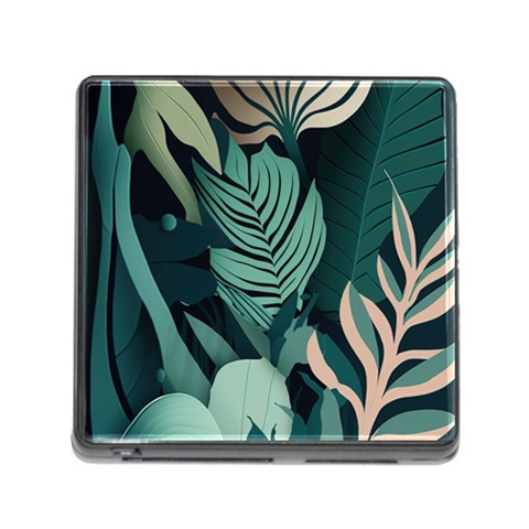 Green Nature Bohemian Painting Leaves Foliage Memory Card Reader (Square 5 Slot) from ArtsNow.com Front