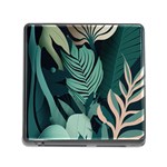 Green Nature Bohemian Painting Leaves Foliage Memory Card Reader (Square 5 Slot)