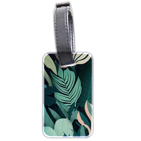 Green Nature Bohemian Painting Leaves Foliage Luggage Tag (two sides) from ArtsNow.com Front