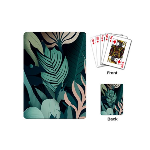 Green Nature Bohemian Painting Leaves Foliage Playing Cards Single Design (Mini) from ArtsNow.com Back