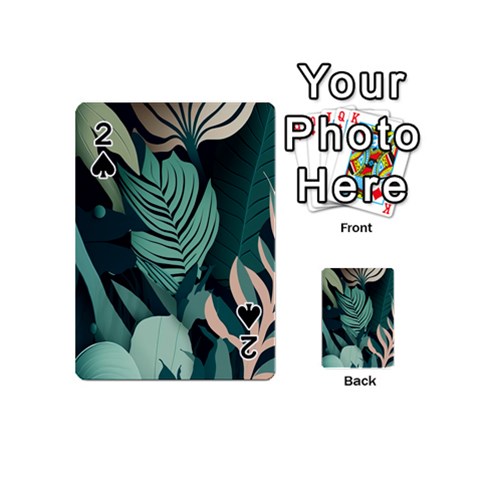 Green Nature Bohemian Painting Leaves Foliage Playing Cards 54 Designs (Mini) from ArtsNow.com Front - Spade2