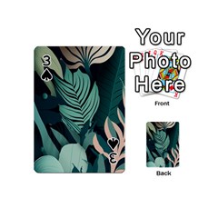 Green Nature Bohemian Painting Leaves Foliage Playing Cards 54 Designs (Mini) from ArtsNow.com Front - Spade3