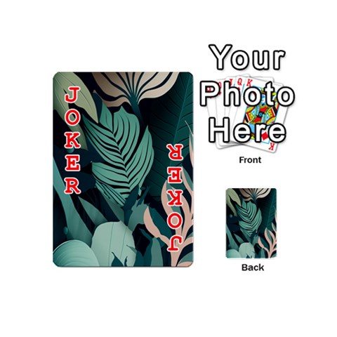 Green Nature Bohemian Painting Leaves Foliage Playing Cards 54 Designs (Mini) from ArtsNow.com Front - Joker2