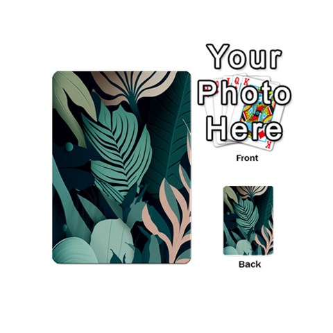 Green Nature Bohemian Painting Leaves Foliage Playing Cards 54 Designs (Mini) from ArtsNow.com Back