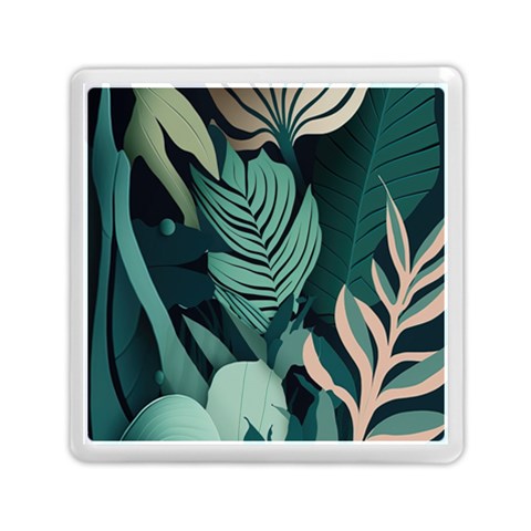 Green Nature Bohemian Painting Leaves Foliage Memory Card Reader (Square) from ArtsNow.com Front