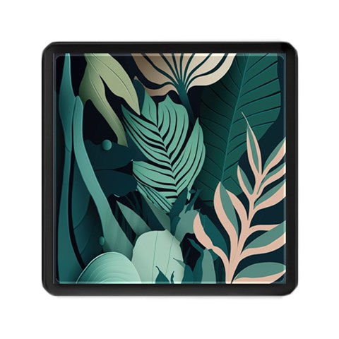 Green Nature Bohemian Painting Leaves Foliage Memory Card Reader (Square) from ArtsNow.com Front