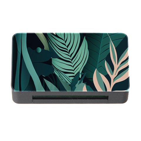 Green Nature Bohemian Painting Leaves Foliage Memory Card Reader with CF from ArtsNow.com Front