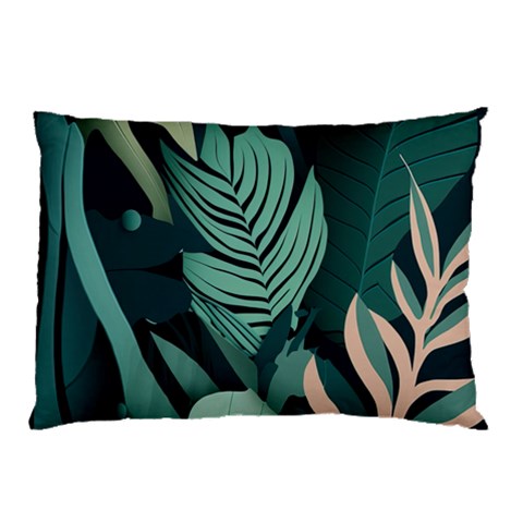 Green Nature Bohemian Painting Leaves Foliage Pillow Case (Two Sides) from ArtsNow.com Front
