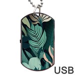 Green Nature Bohemian Painting Leaves Foliage Dog Tag USB Flash (One Side)