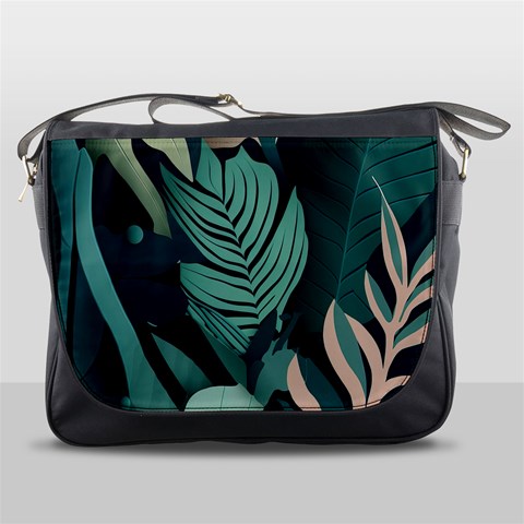 Green Nature Bohemian Painting Leaves Foliage Messenger Bag from ArtsNow.com Front