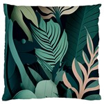 Green Nature Bohemian Painting Leaves Foliage Large Cushion Case (One Side)