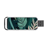 Green Nature Bohemian Painting Leaves Foliage Portable USB Flash (One Side)